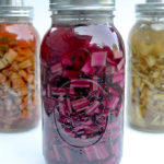 Fermented chard stems in mason jars