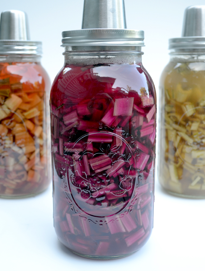 Fermented chard stems in mason jars