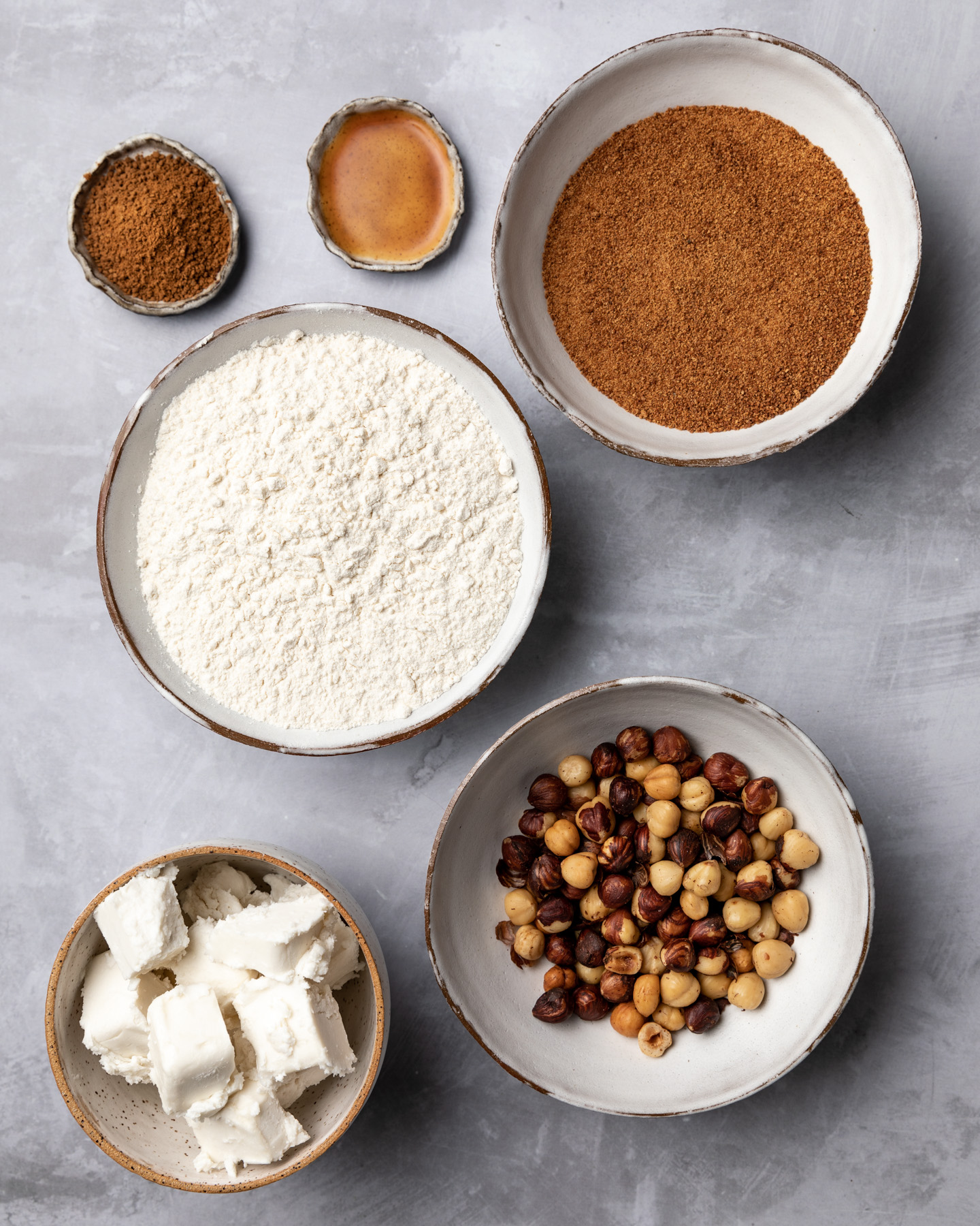 Ingredients for making Coffee Hazelnut Shortbread Cookies