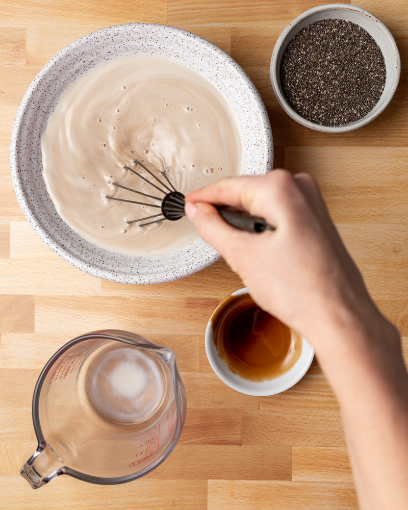 Pomegranate Chia Pudding being prepared