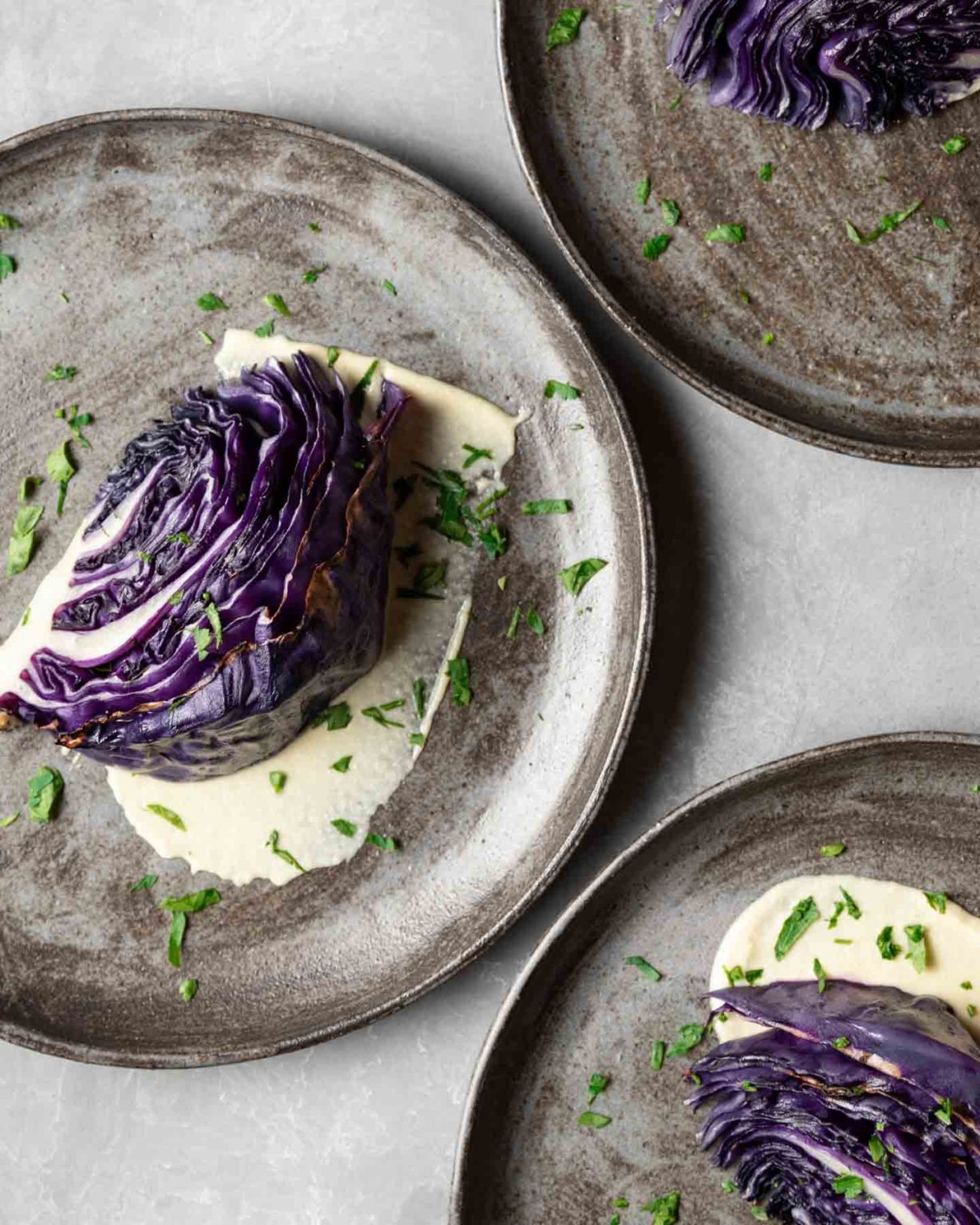 Roasted Red Cabbage with Lemon Tahini Dressing Sprouts And Krauts