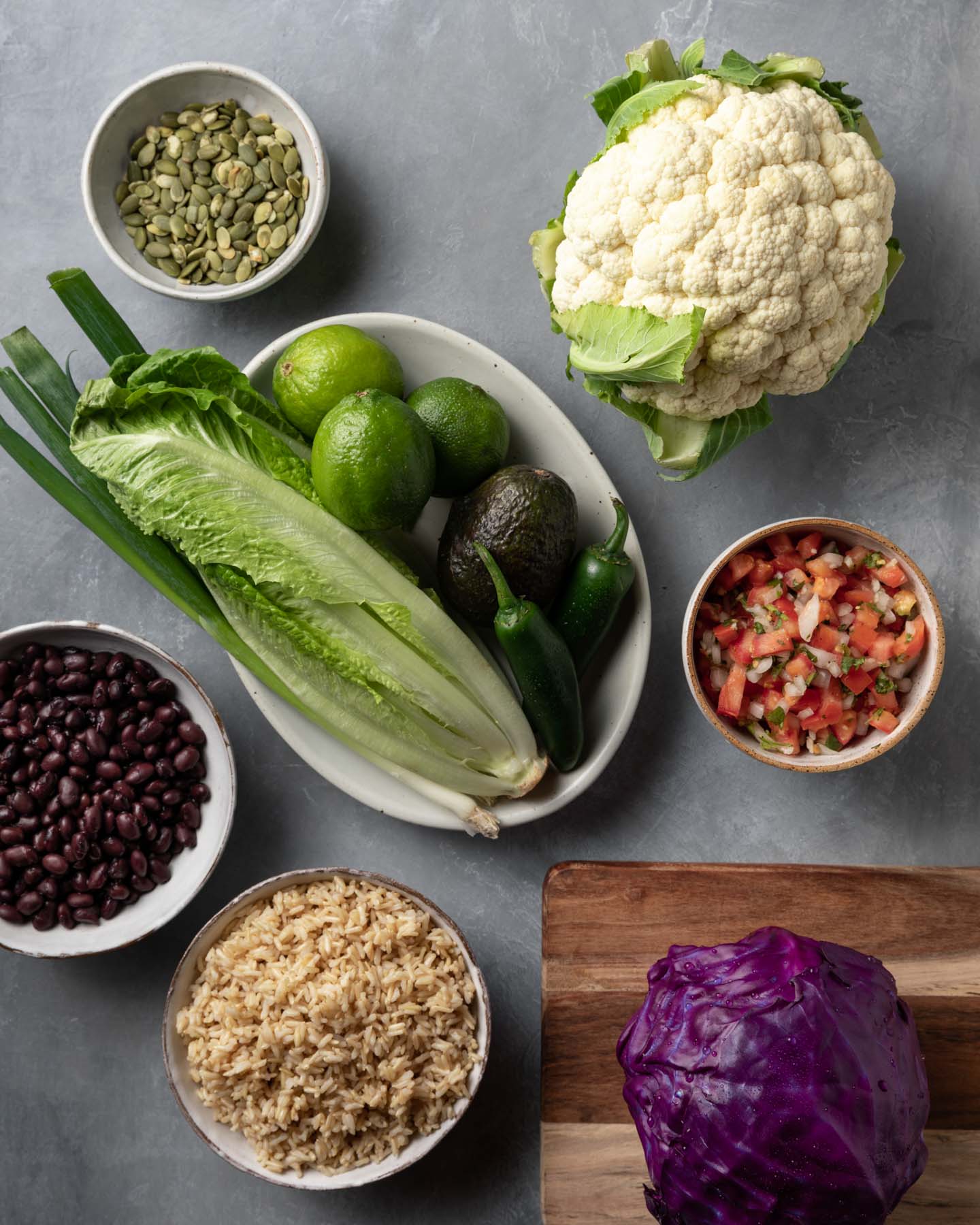 Ingredients for making a Vegan Mexican Bowl