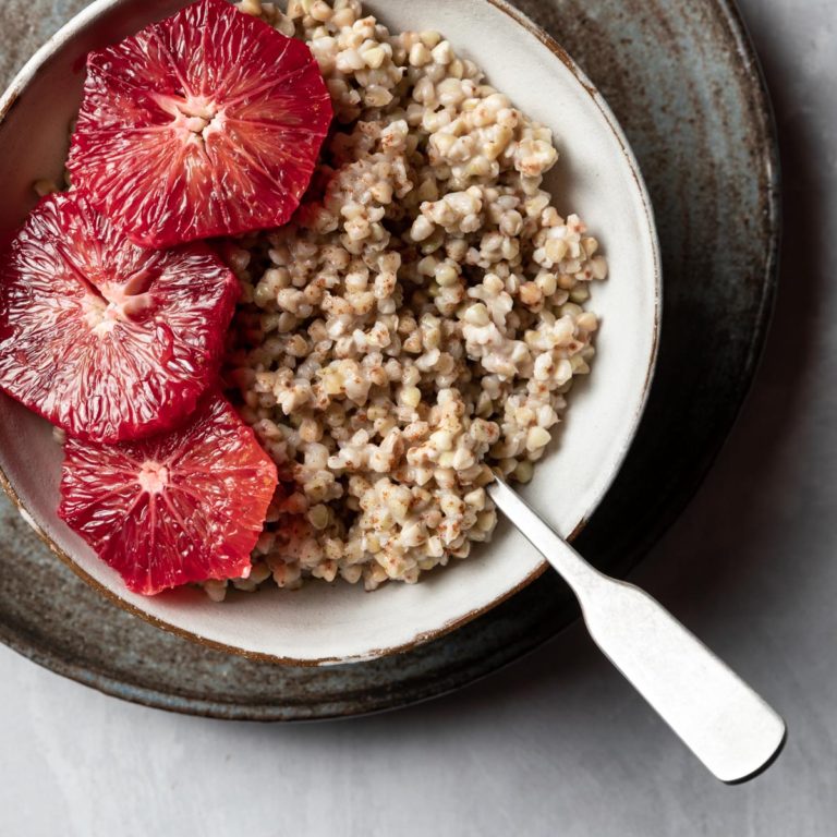 Buckwheat Breakfast Bowl With Blood Oranges Sprouts And Krauts